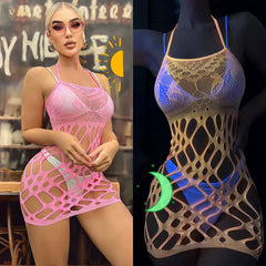 Glow in Dark Body Stockings - Free Size (Pink)