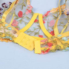 Elecurve Floral Embroidery Underwire Garter Lingerie Set |Beautiful Combo of Lingerie Set