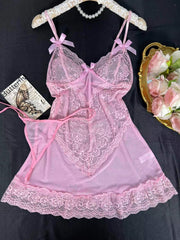 Sheer See Through Baby Doll Lingerie- Pink
