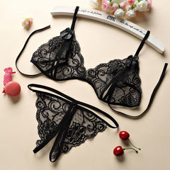 Claire Split Open Sexy Lingerie Set - Black