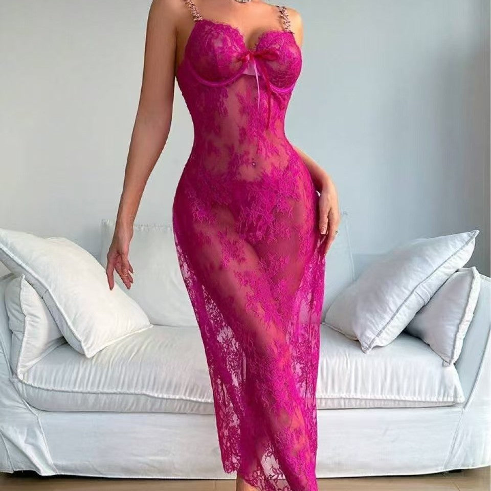 Elecurve Pink Love Sheer Baby Doll Lingerie
