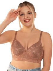 Elecurve Plus Size T-Shirt Bra with Seamless Cups and Comfortable Straps for All Day Support and Coverage-Caramel