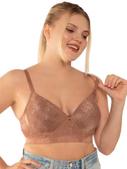 Elecurve Plus Size T-Shirt Bra with Seamless Cups and Comfortable Straps for All Day Support and Coverage-Caramel