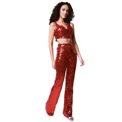 Elecurve Party Wear Sequenced Co-Ord Set - Red