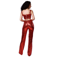 Elecurve Party Wear Sequenced Co-Ord Set - Red