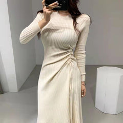 Alicia Knitted Ivory Long Sleeves Winter Dress