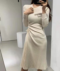 Alicia Knitted Ivory Long Sleeves Winter Dress