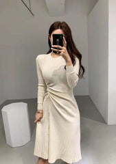 Alicia Knitted Ivory Long Sleeves Winter Dress