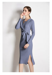 Elegant Knitted Winter Midi Dress